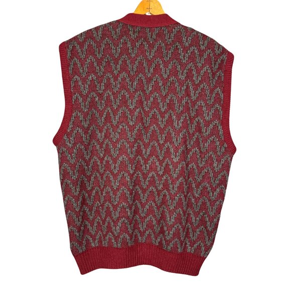 Vintage 90s Jantzen Knit Sweater Vest – Grandpa Style, Eclectic Pattern - Picture 4 of 7